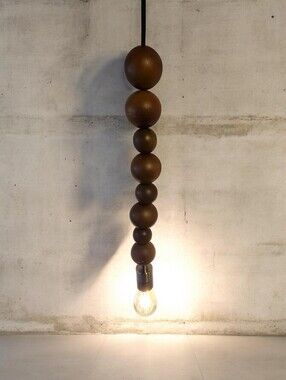 Wood Bead Pendant‎ Light